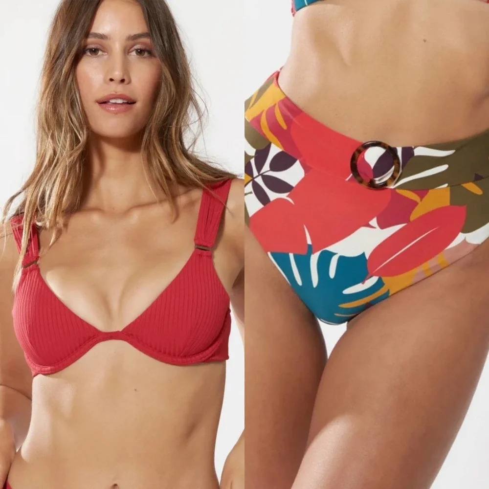 Red Carter Two-Piece Bikini Set Red‎ Multicolor